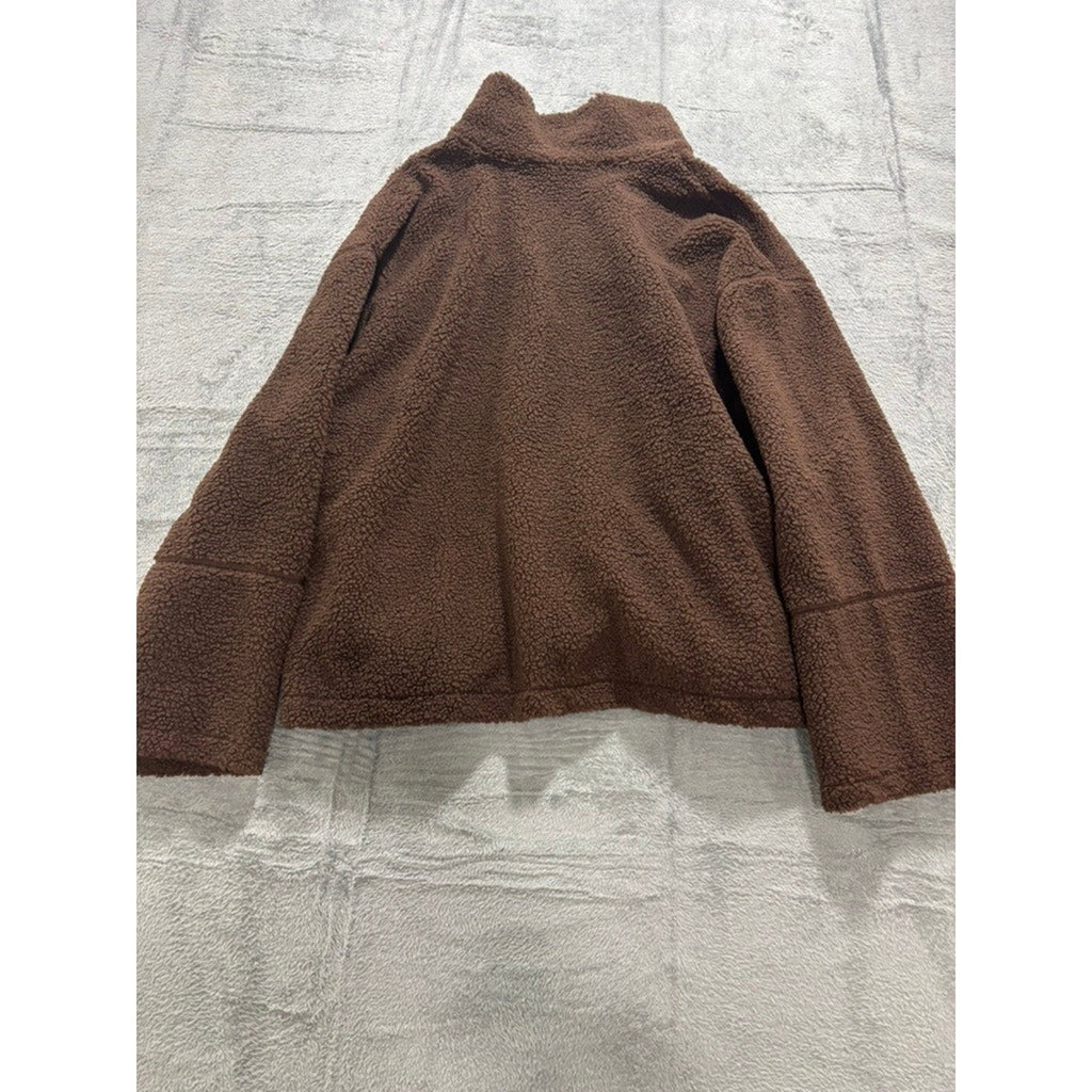 HM DIVIDED Womens XL Brown Teddy Fleece Full Zip Jacket Oversized Sherpa Cozy