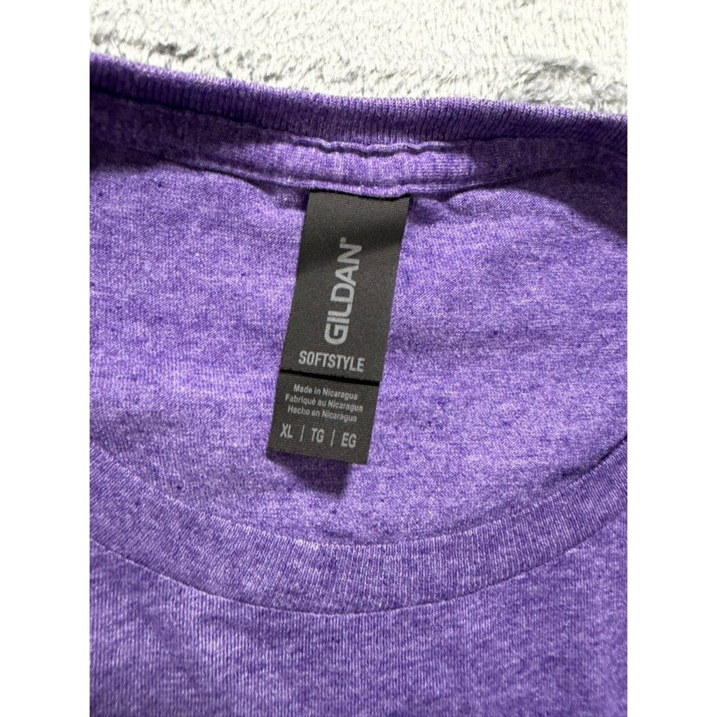 Gildan Softstyle Purple Halloween Tis the Season Graphic T-Shirt XL Womens Skull
