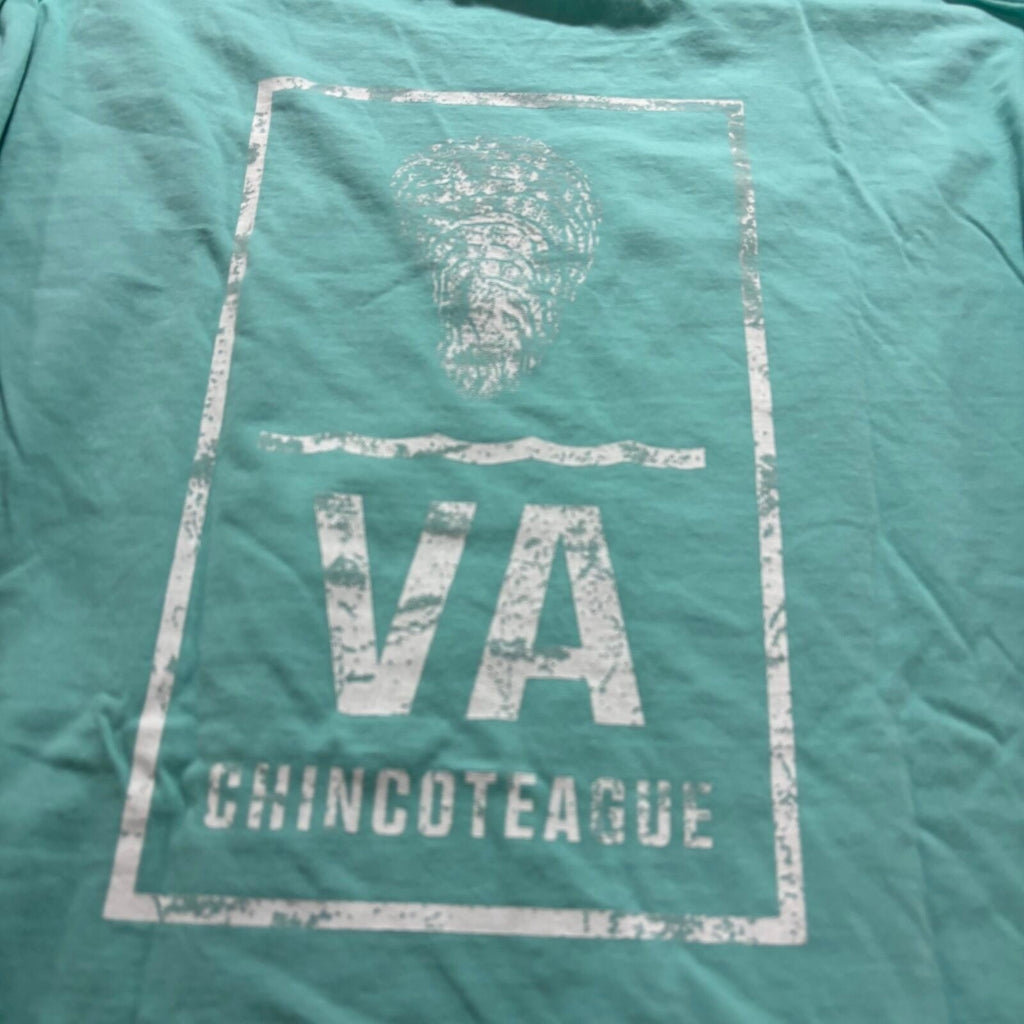 ComfortWash Womens L Aqua Chincoteague VA Graphic T-Shirt Coastal Casual Vintage