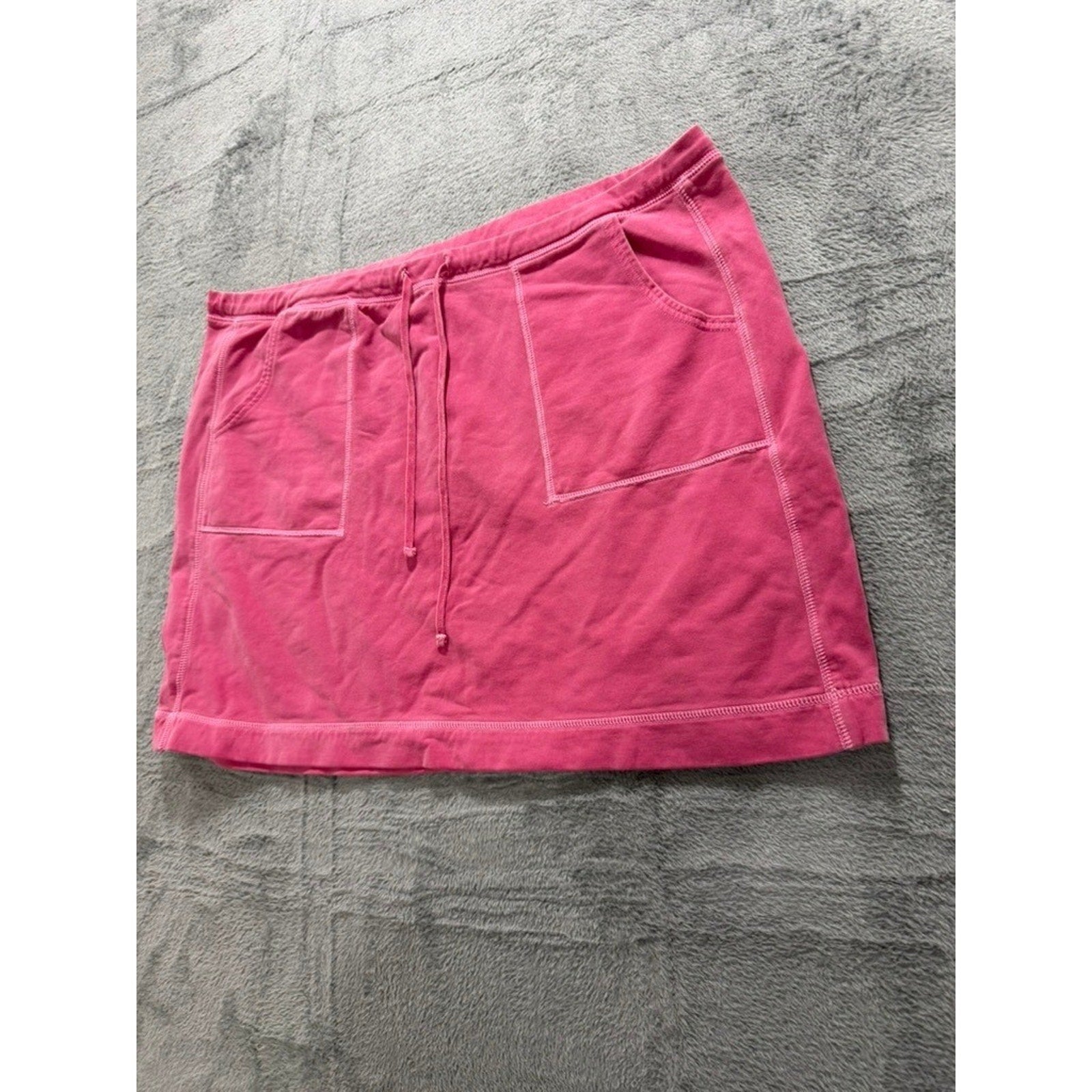 Gap Womens XL Pink Cotton Stretch Drawstring Mini Skirt w Pockets French Terry