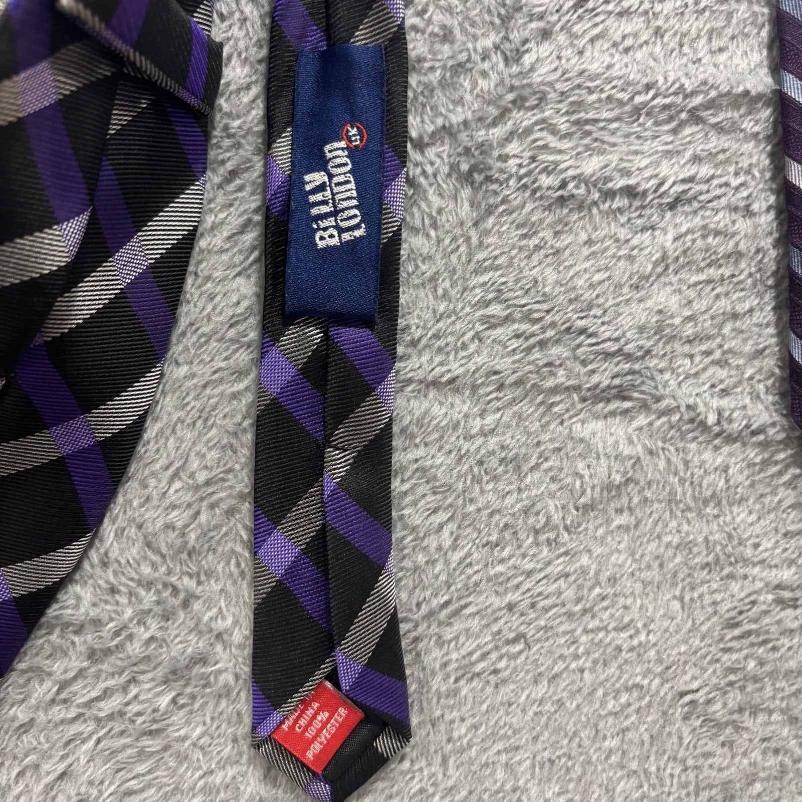 Calvin Klein Billy London John Henry OS Purple Black Necktie Lot 3 Vintage Pro