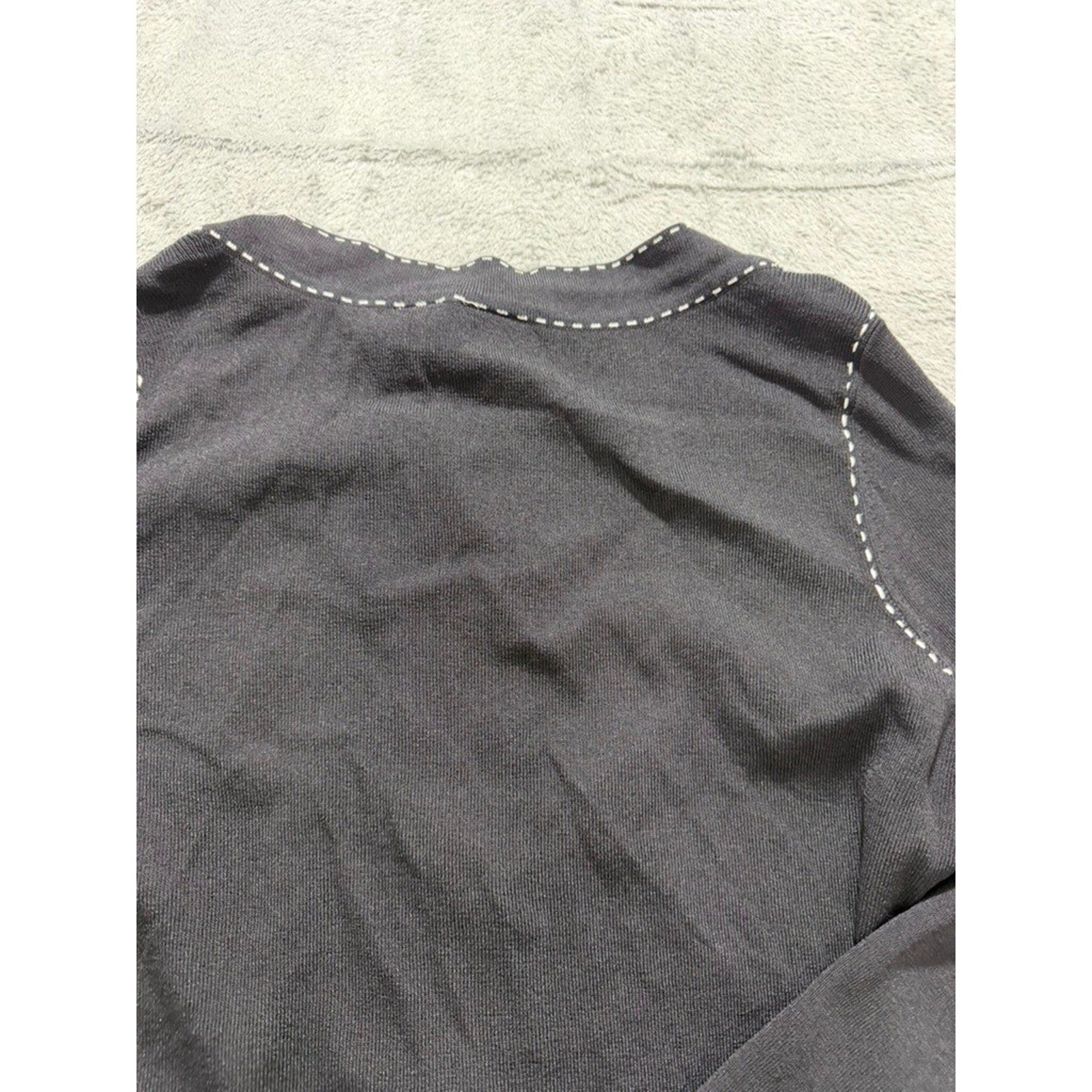 Emma James Cardigan Sweater Womens Medium Black Contrast Stitch Button Up