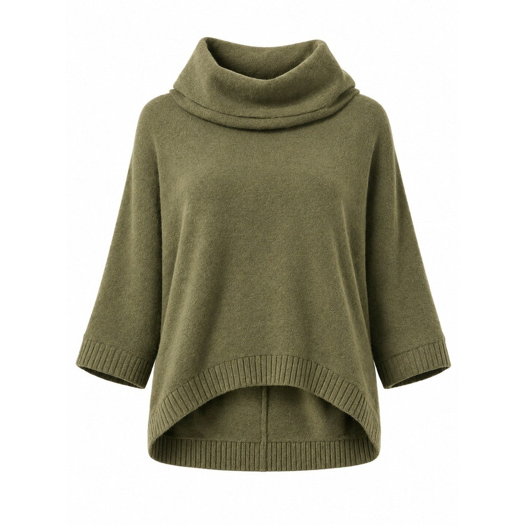 Urban Daizy Olive Green Cowl Neck High Low Poncho Sweater Womens Large Boho