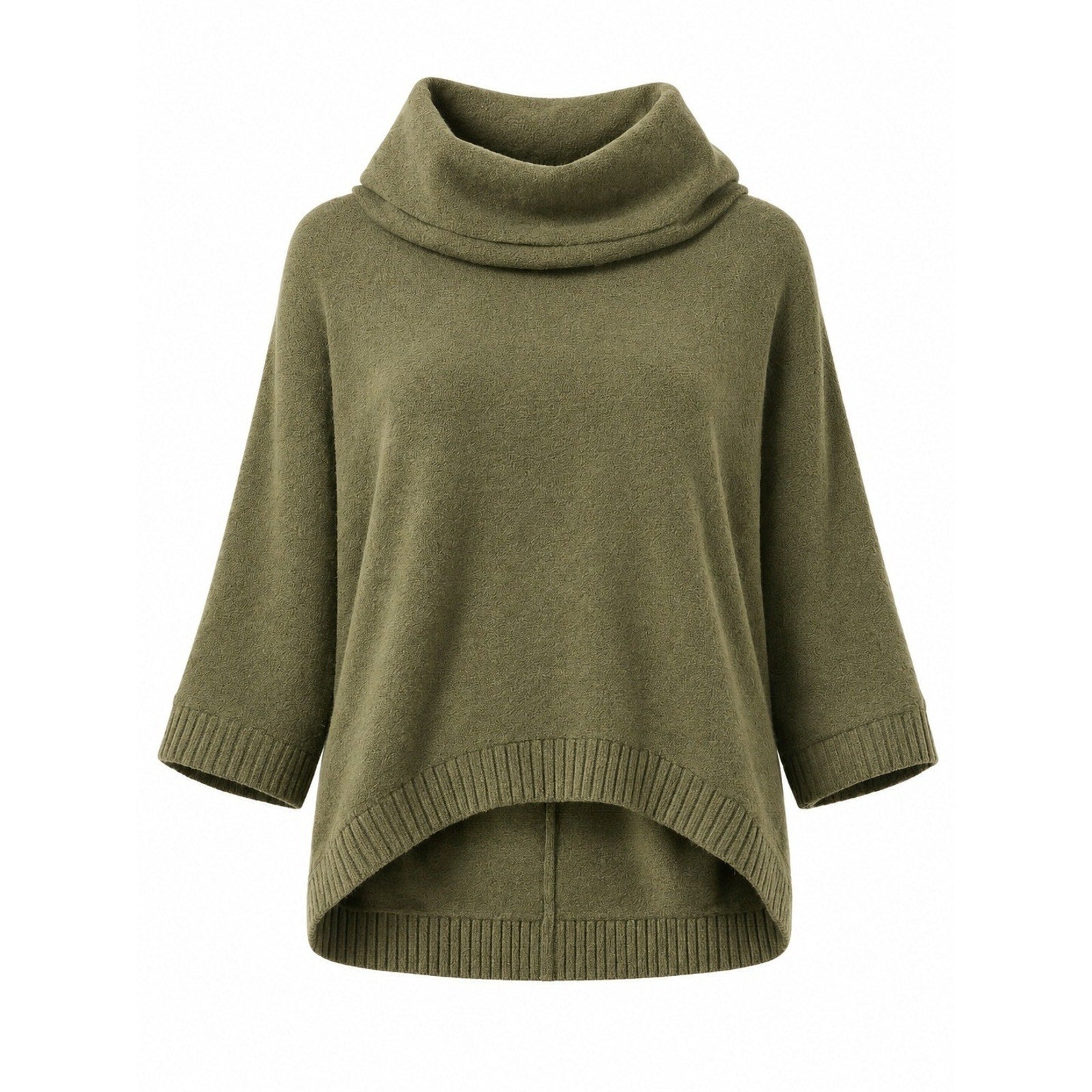 Urban Daizy Olive Green Cowl Neck High Low Poncho Sweater Womens Large Boho