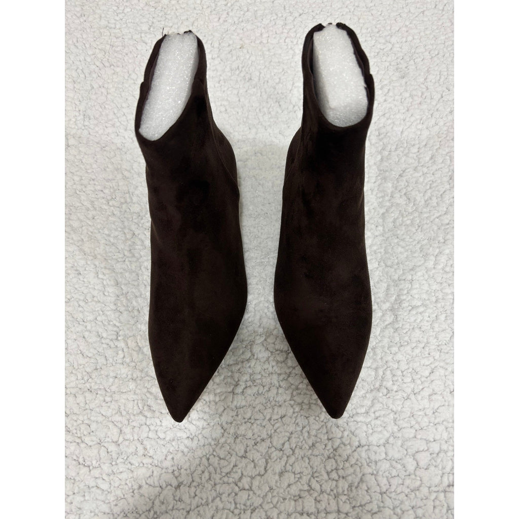 Cushionaire Barbi Womens 6.5 W Chocolate Kitten Heel Ankle Booties Microsuede