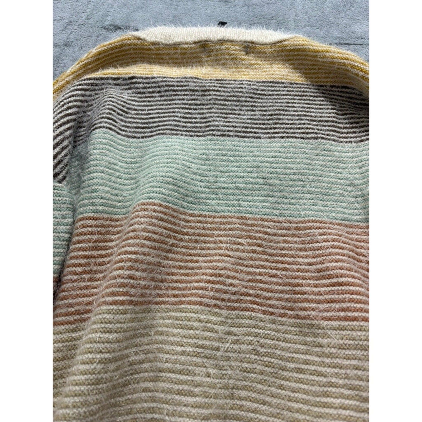 On Blue Womens Striped Eyelash Knit Sweater Multicolor Crew Neck Large Cozy