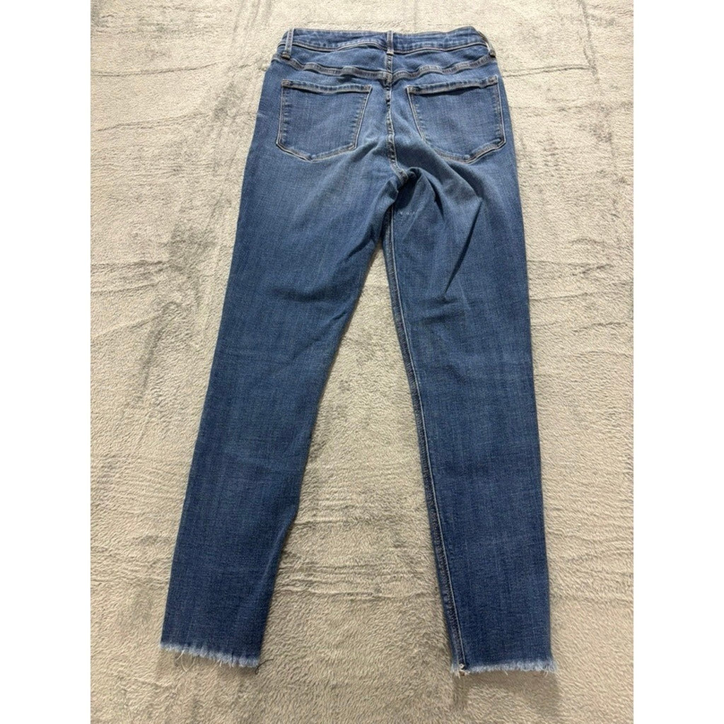 Old Navy Rockstar Super Skinny High Rise Button Fly Womens 6 Jeans Raw Hem Wash