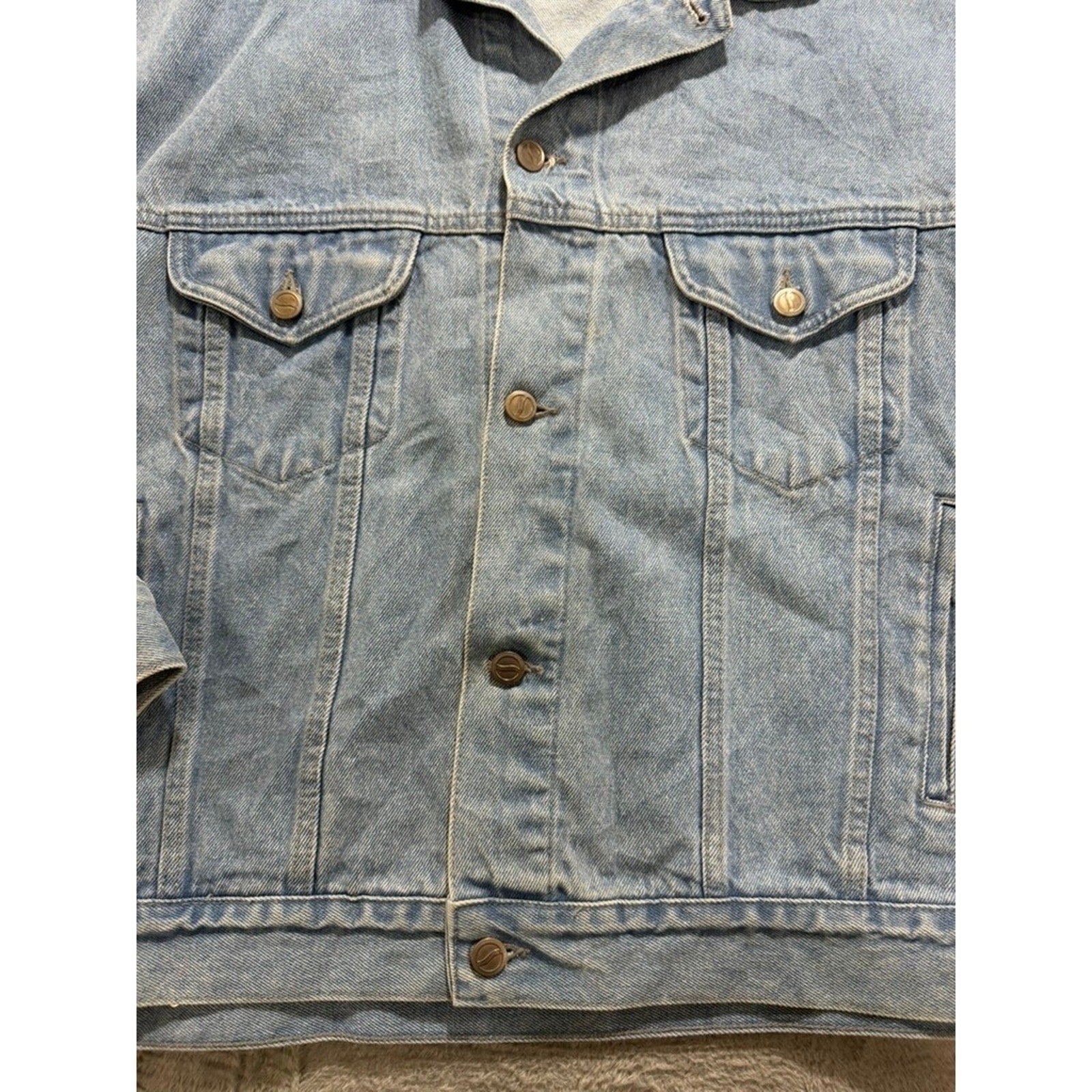 Vintage Pepsi Denim Trucker Jacket Light Wash 90s Promo Adult Large Cotton Blue