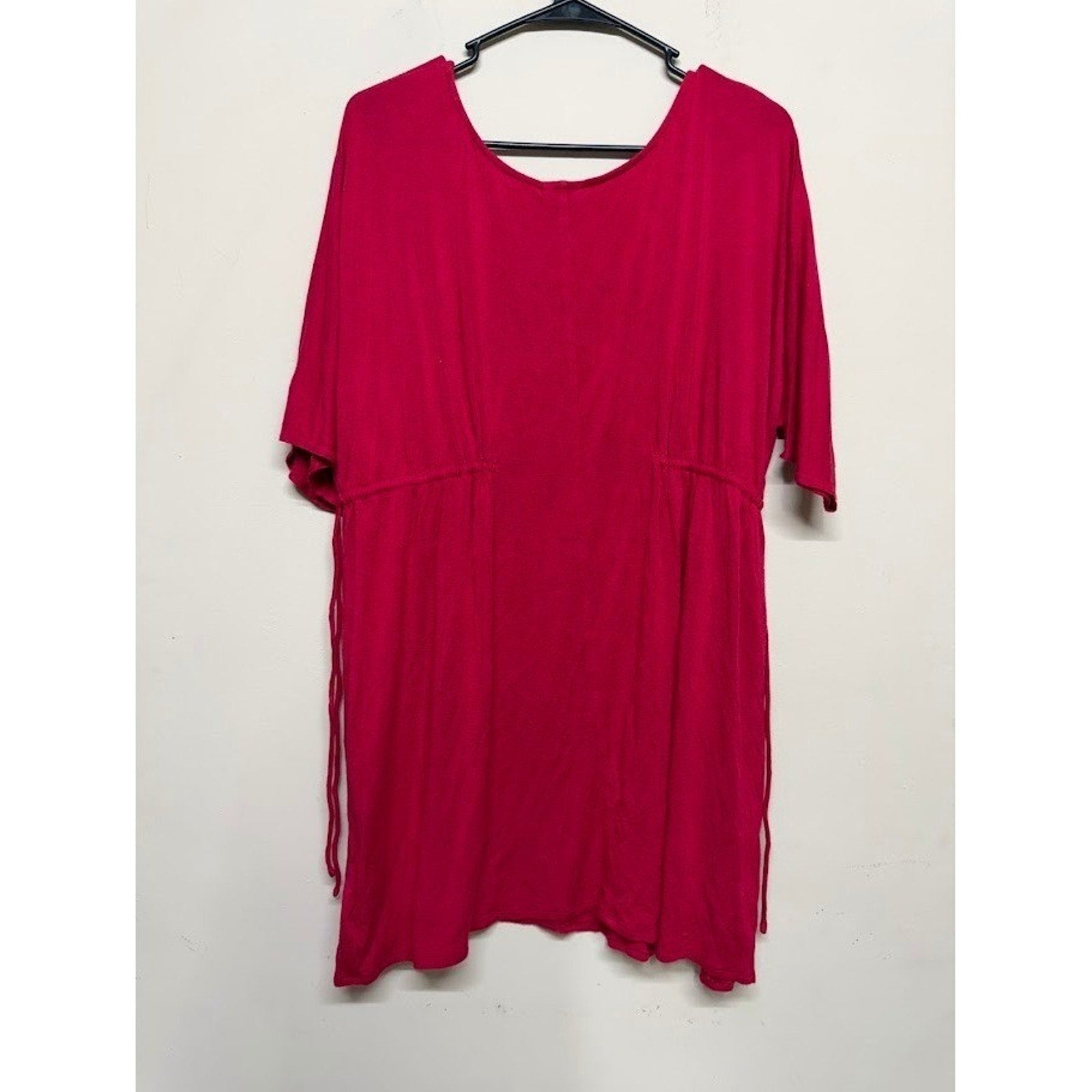 Motherhood Maternity L Red Tunic Top Flowy Babydoll Boho Lagenlook Chic Casual