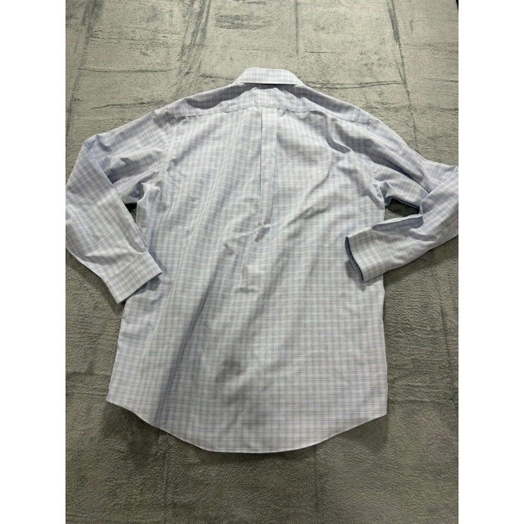 Brooks Brothers Dress Shirt Mens Large 16.5 34 Blue Check Cotton Classic