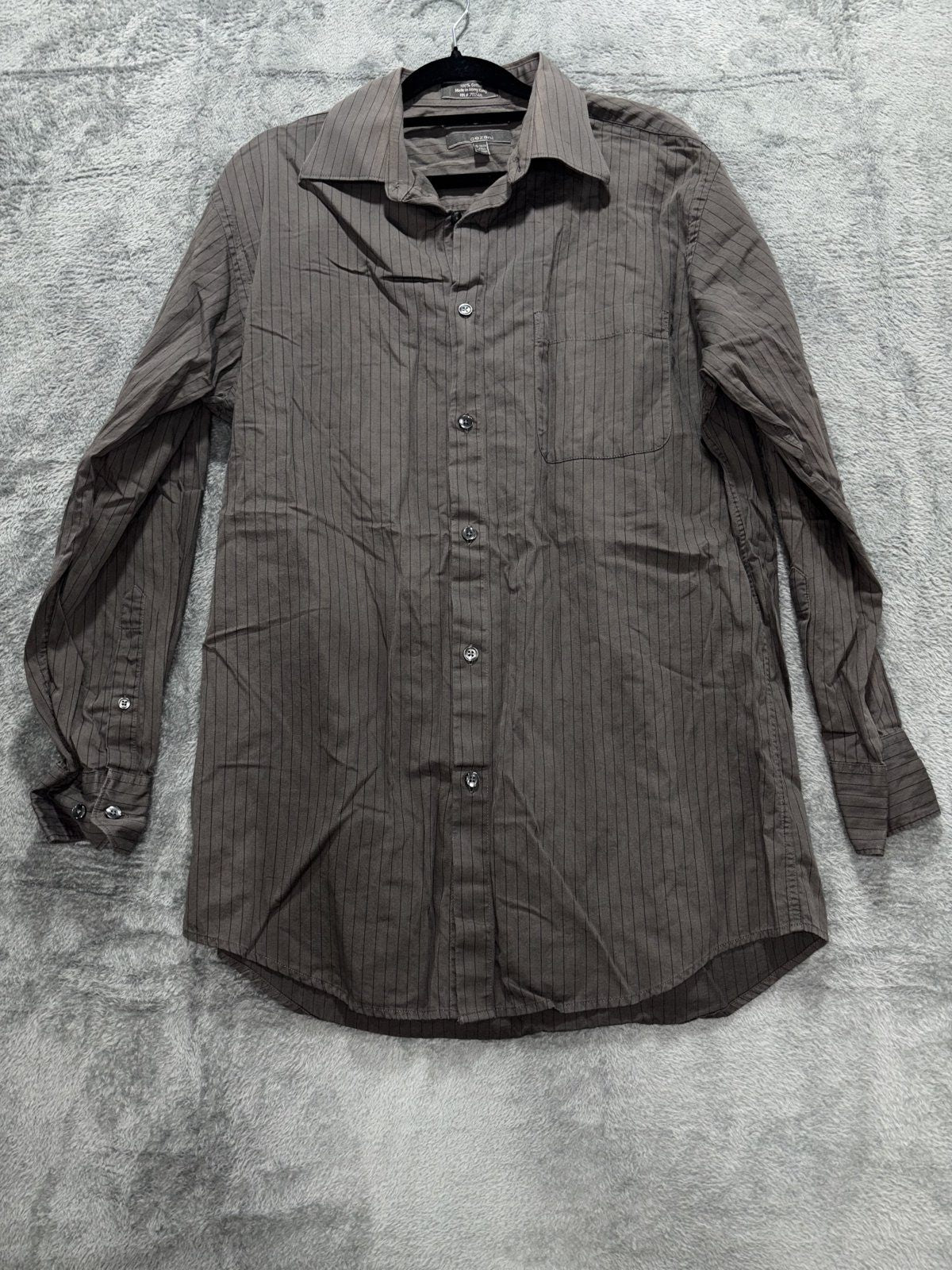 Cezani Men's Brown Pinstripe Shirt 15-15 1/2 32/33