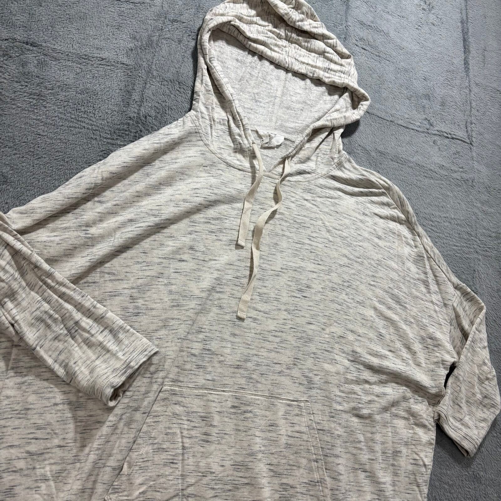 LOFT Womens M Gray Space Dye Pullover Hoodie Oversized Athleisure Casual Cozy