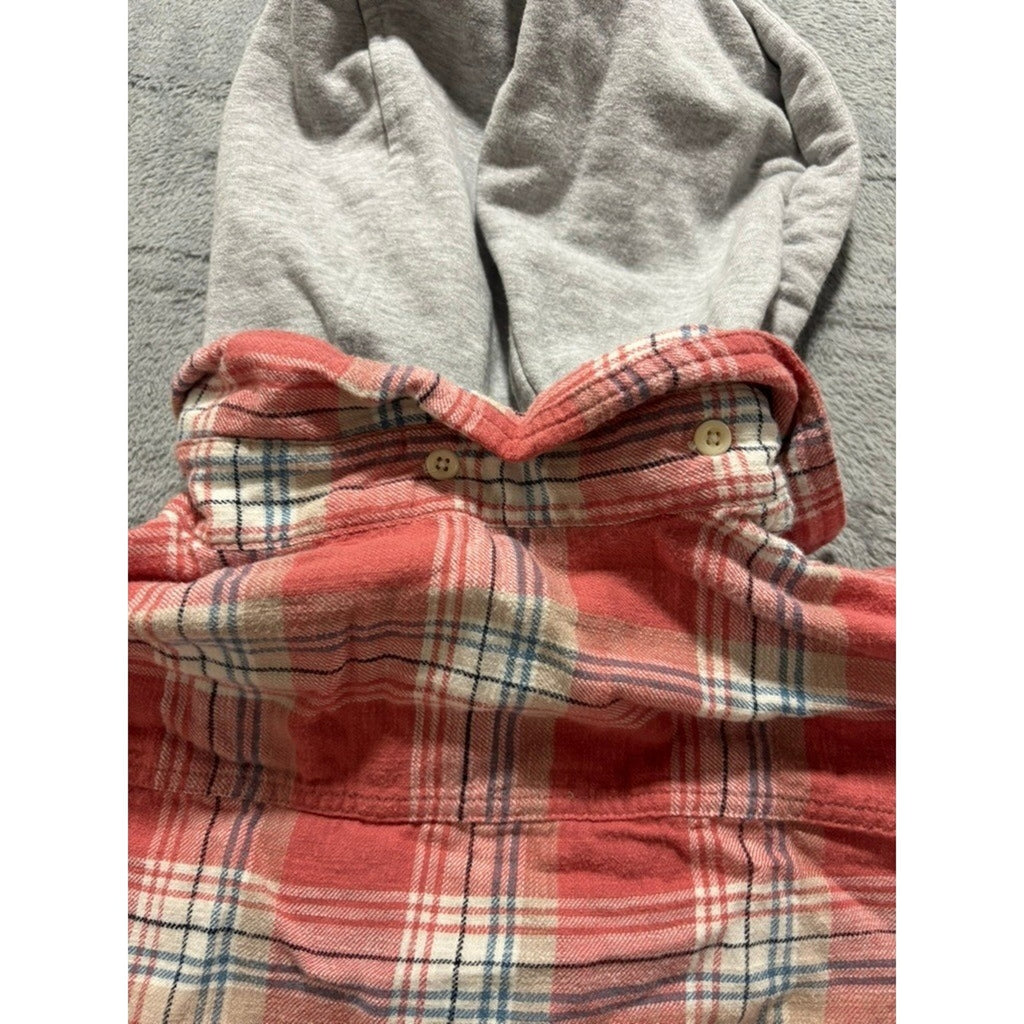 American Eagle Womens M Red Plaid Hooded Flannel Shirt Casual Vintage Cozy