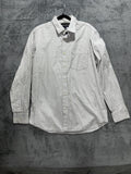 Banana Republic Mens L 16-16 1/2 Gray Striped Long Sleeve Button Up Dress Shirt