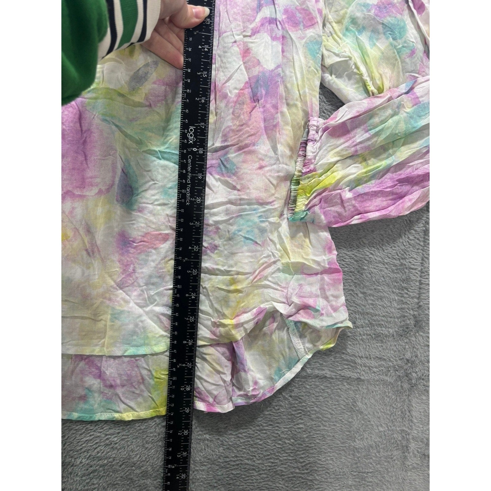 Adyson Parker Blouse Womens 1X Boho Watercolor Pastel Rayon Flowy Top