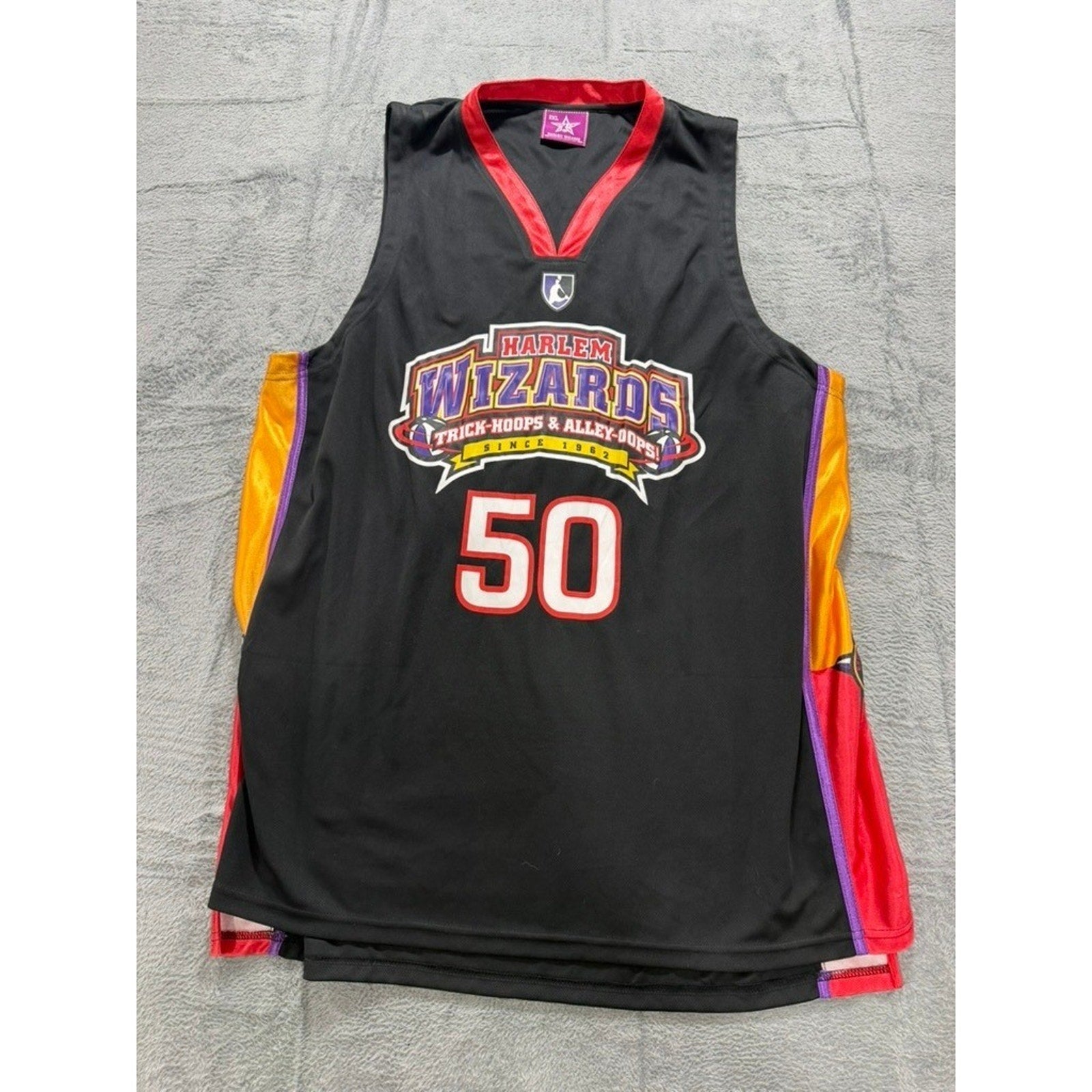 Harlem Wizards Basketball Jersey Mens 2XL Black 50 Anniversary Streetwear