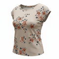 The Limited Floral Short Sleeve Blouse Womens Large Mauve Orange Crew Neck Boho
