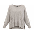 Womens Sweater Medium Beige Soft Knit Dolman Sleeve Pocket Relaxed Fit