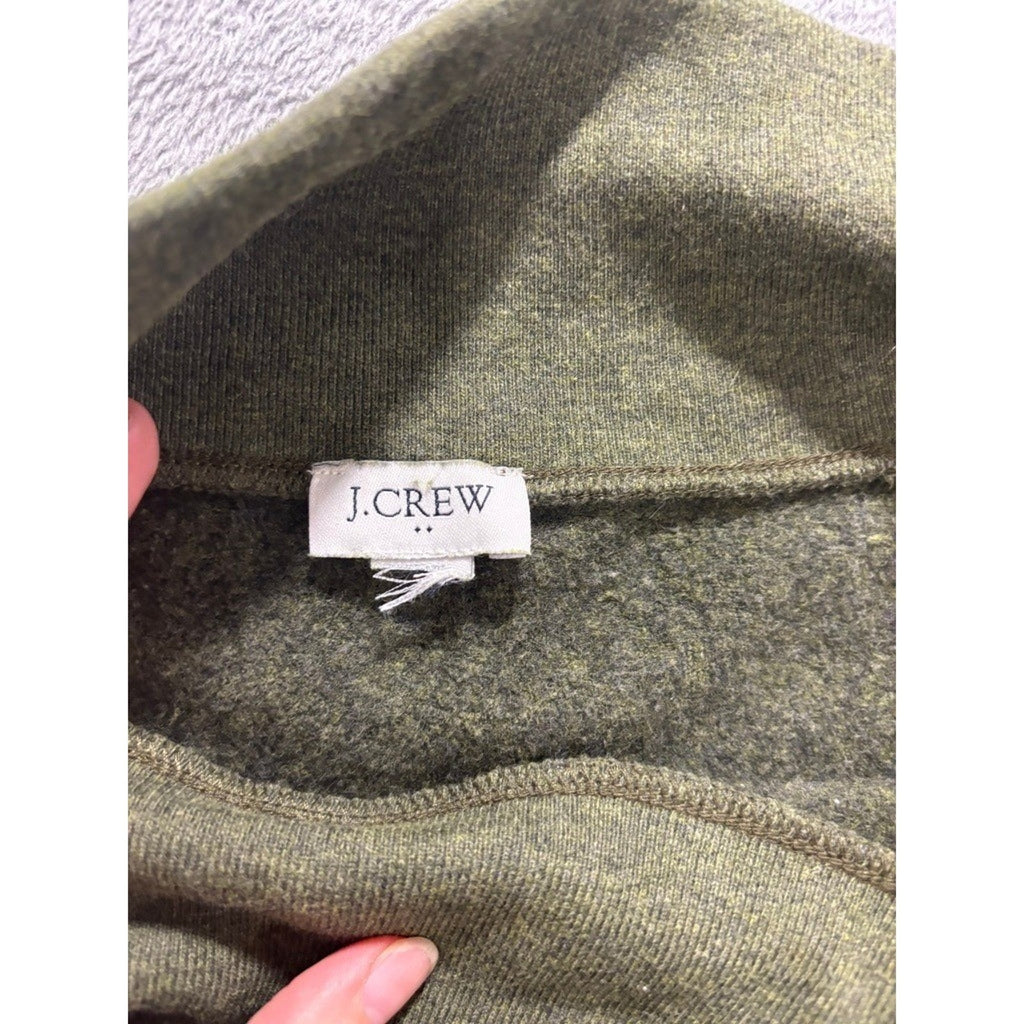 J.Crew Womens Olive Green Fleece Asymmetrical Button Funnel Neck Pullover XL