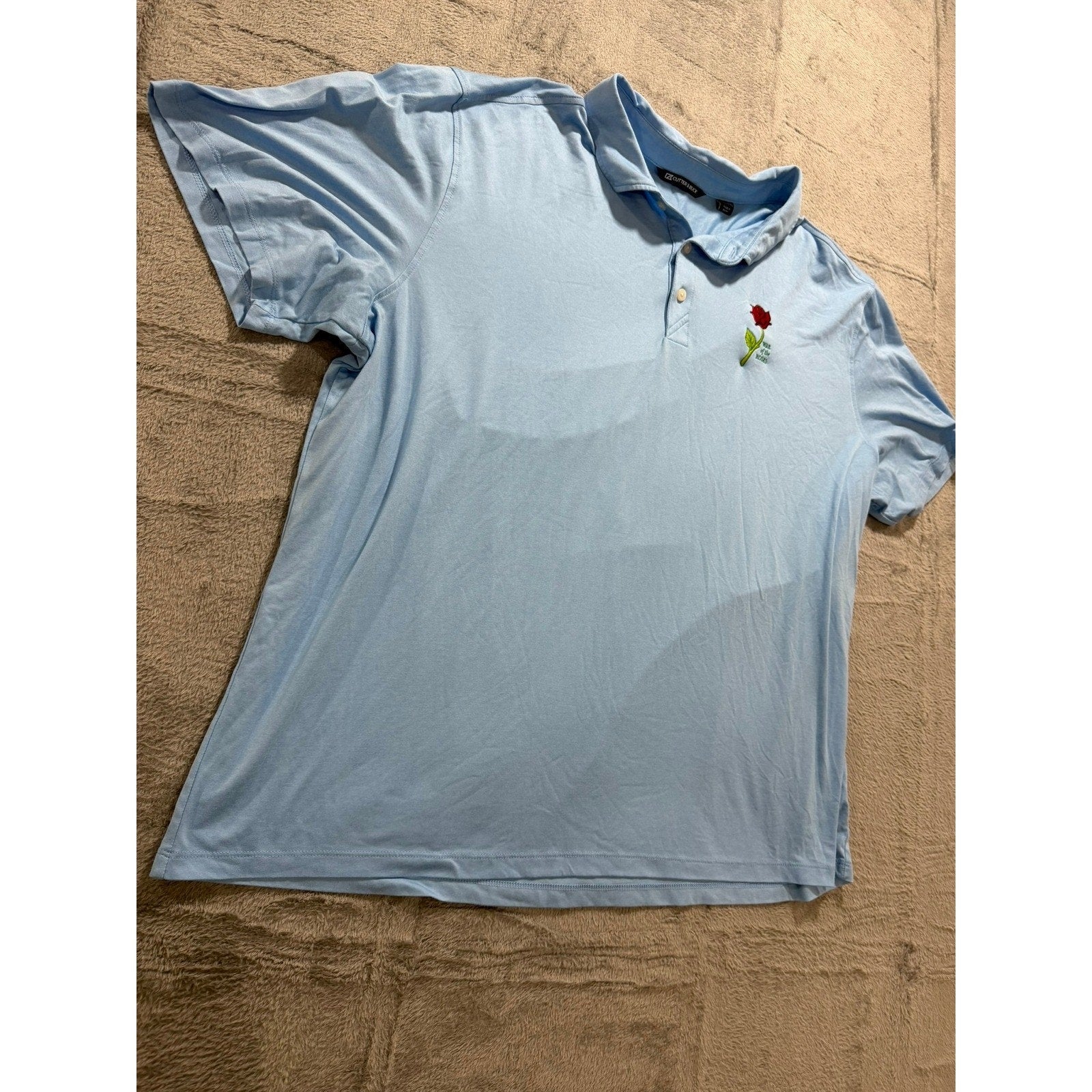 Cutter & Buck Mens XXL Light Blue War of the Roses Embroidered Polo Shirt