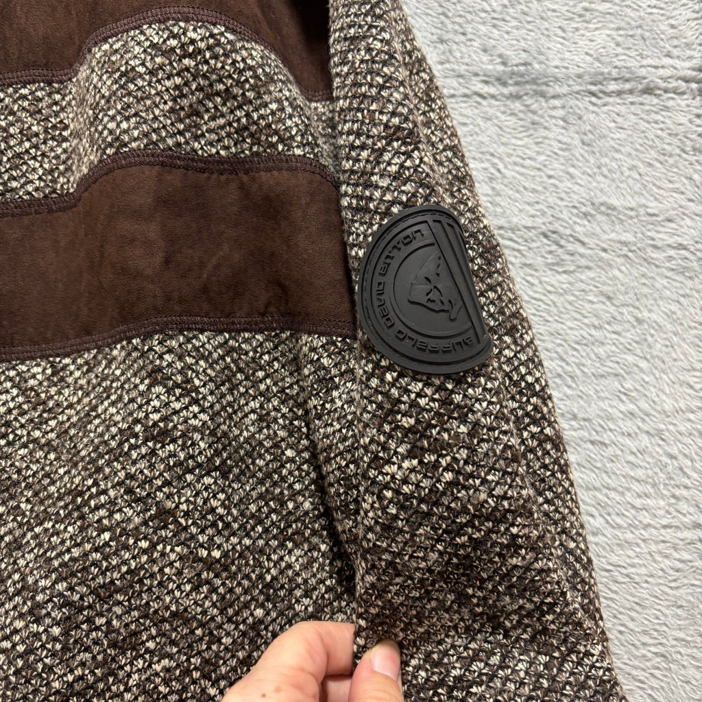 Buffalo David Bitton Mens L Brown Full Zip Mock Neck Sweater Ribbed Knit NWT