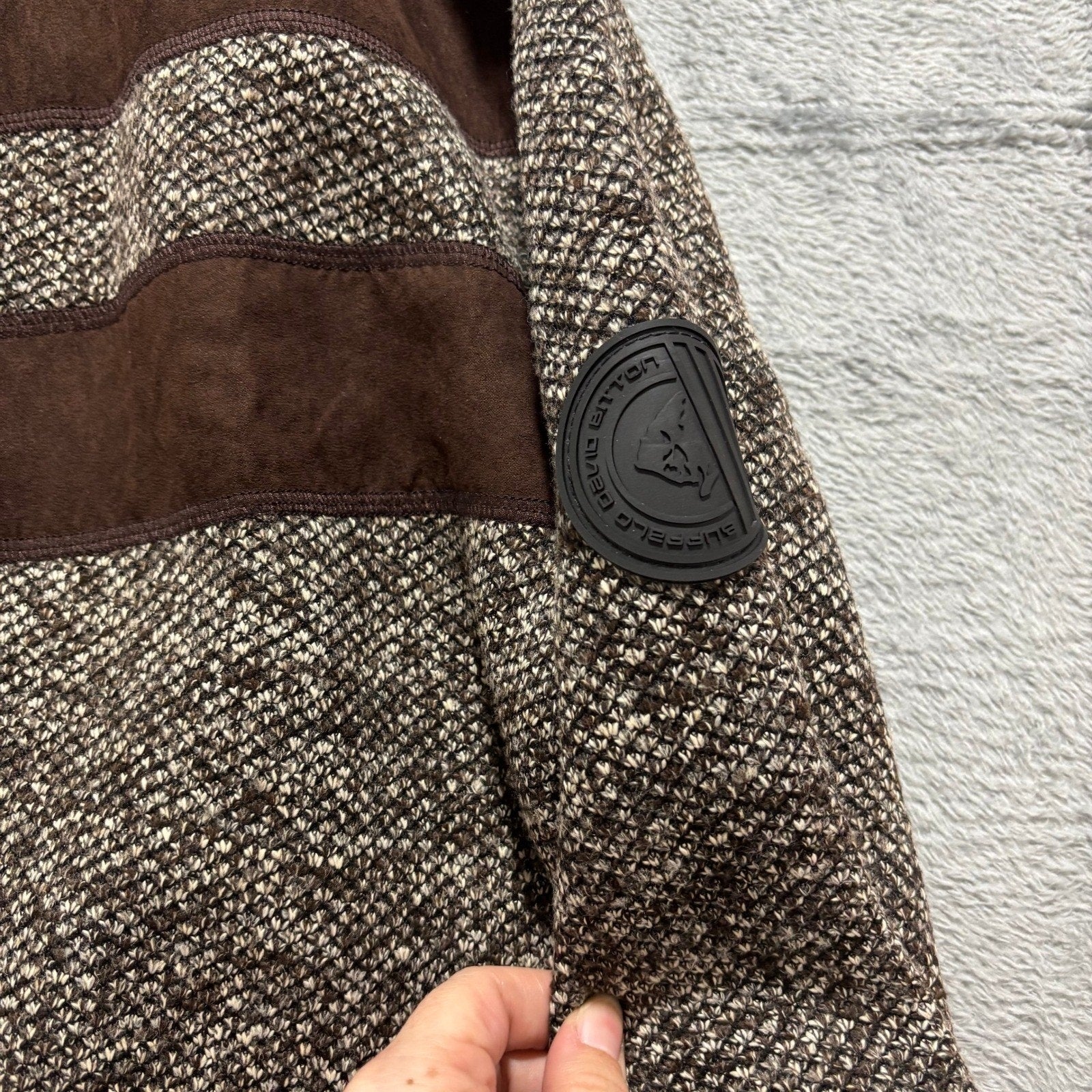 Buffalo David Bitton Mens L Brown Full Zip Mock Neck Sweater Ribbed Knit NWT