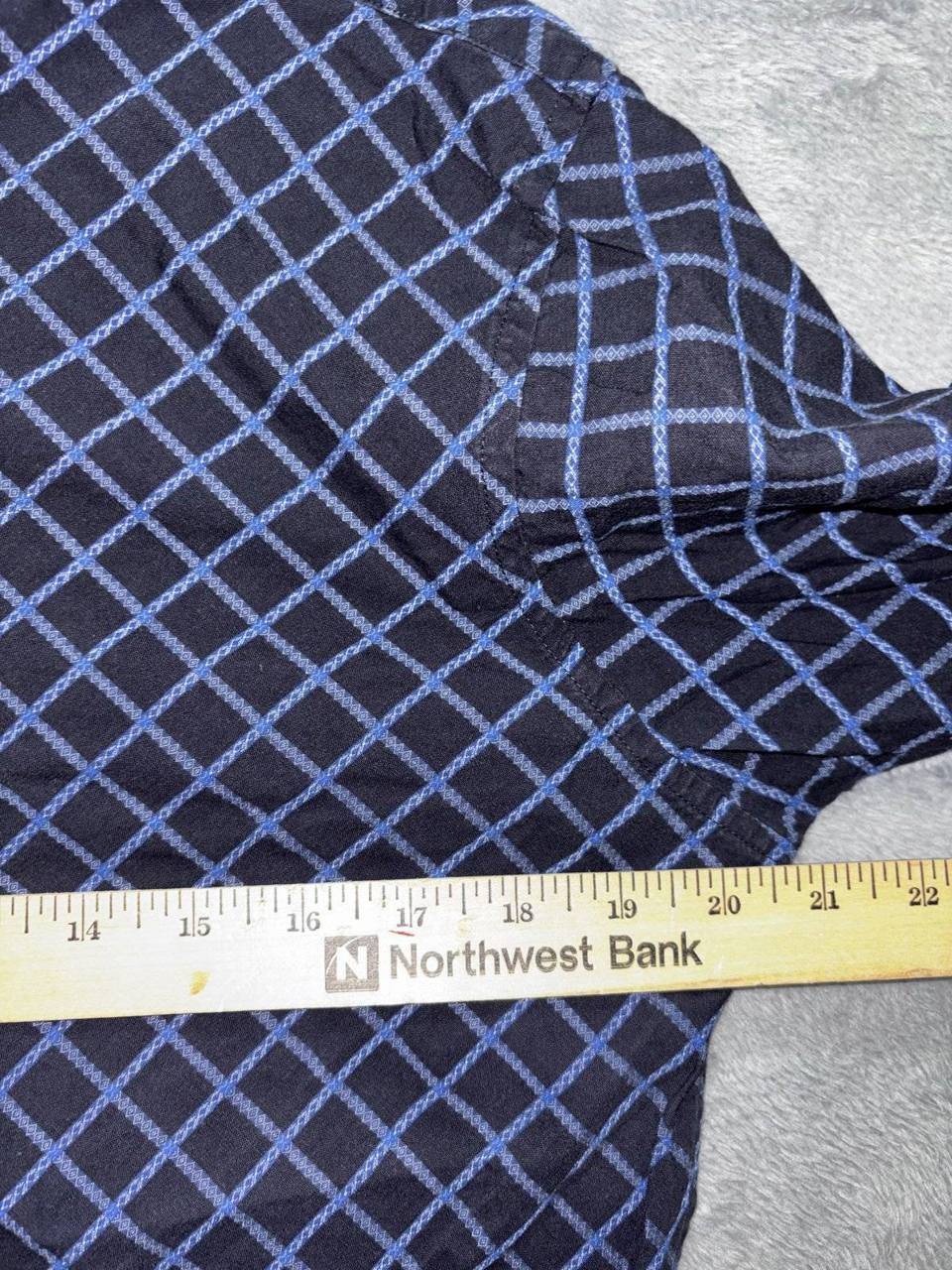 Ben Sherman Mens M Navy Blue Diamond Check Long Sleeve Button Up Dress Shirt