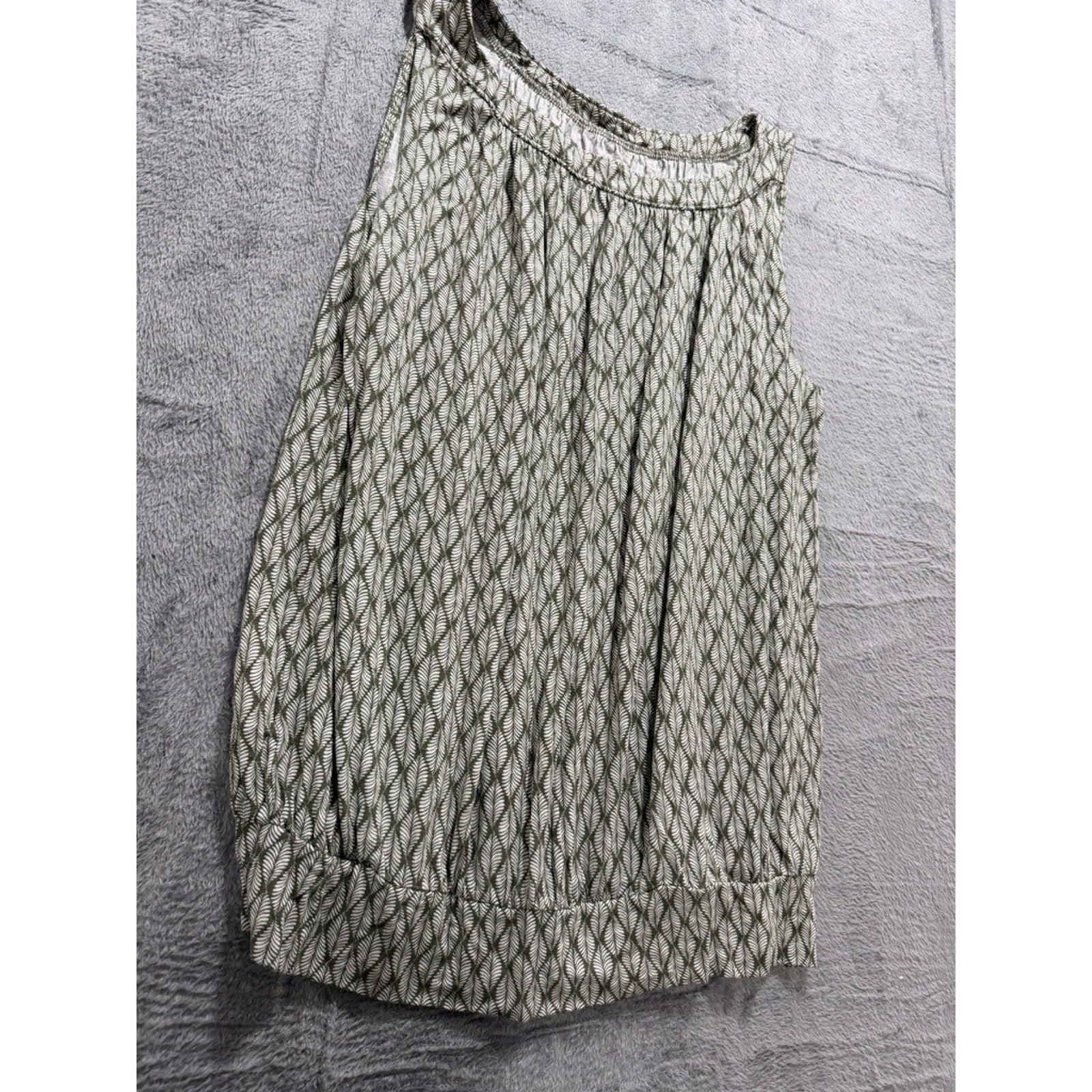 LOFT Outlet Womens XL Olive Green Leaf Print Sleeveless Knit Tank Top Banded Hem