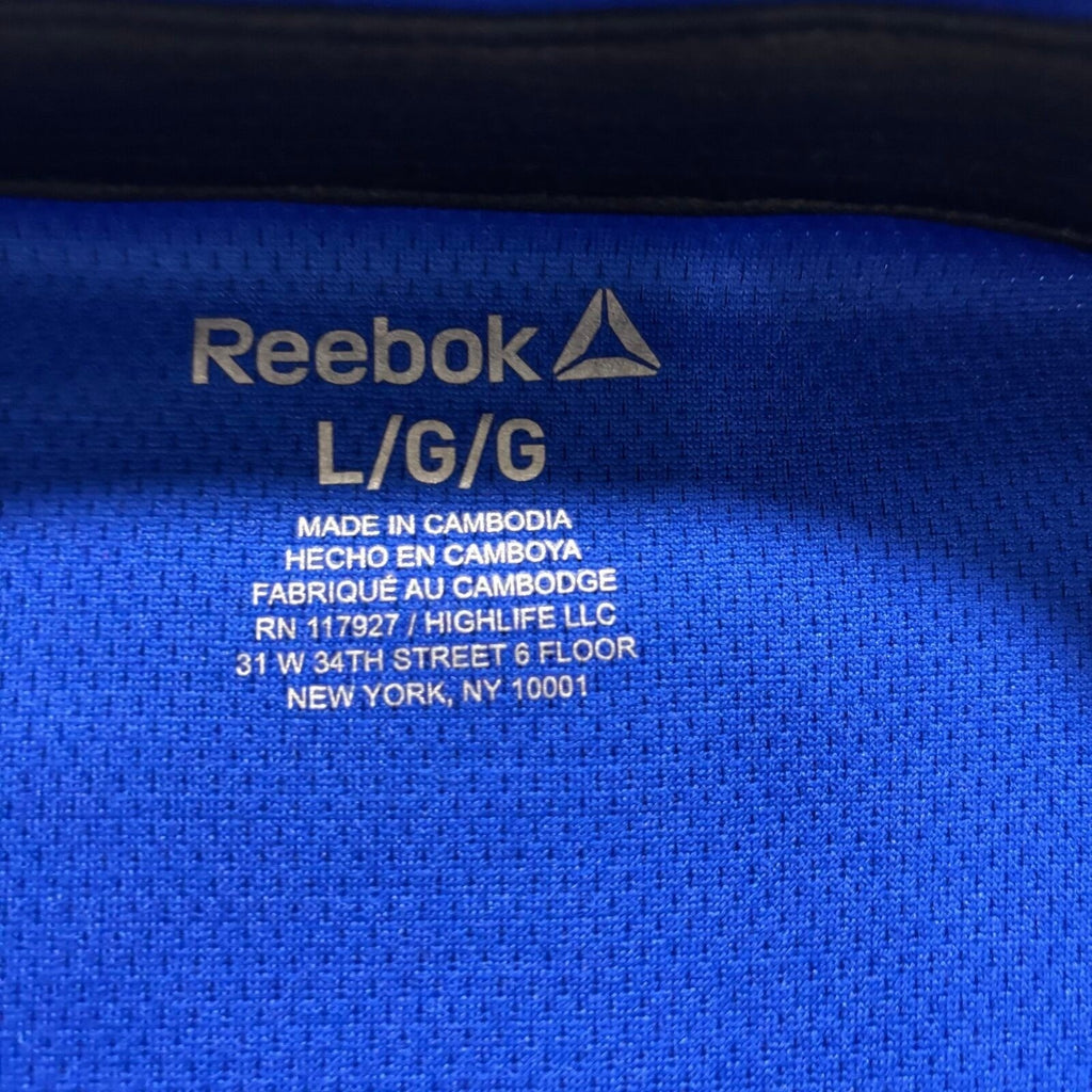 Reebok L Blue Short Sleeve Polo Shirt Mens Athleisure Casual Sporty