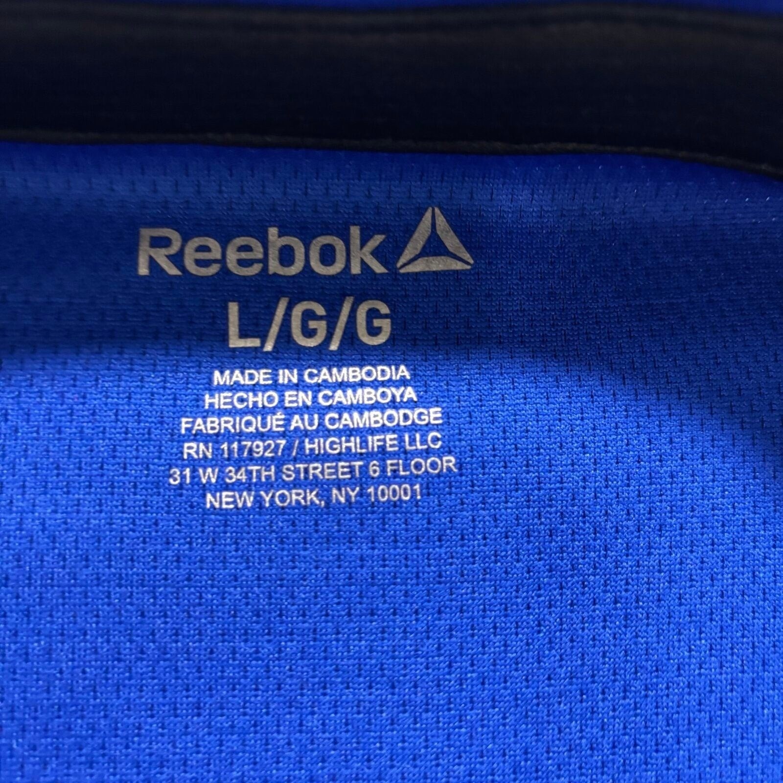 Reebok L Blue Short Sleeve Polo Shirt Mens Athleisure Casual Sporty