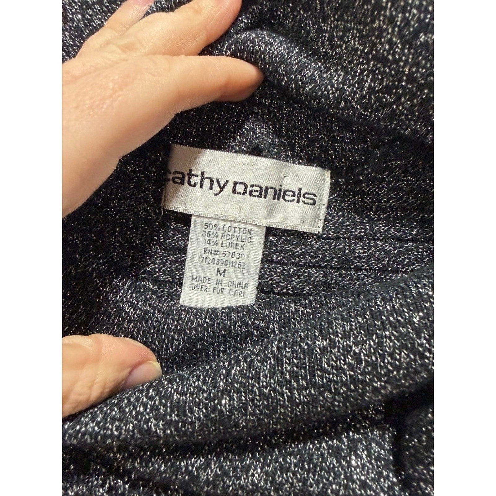 Cathy Daniels Sweater Womens M Metallic Knit Turtleneck Chunky Cozy Pullover
