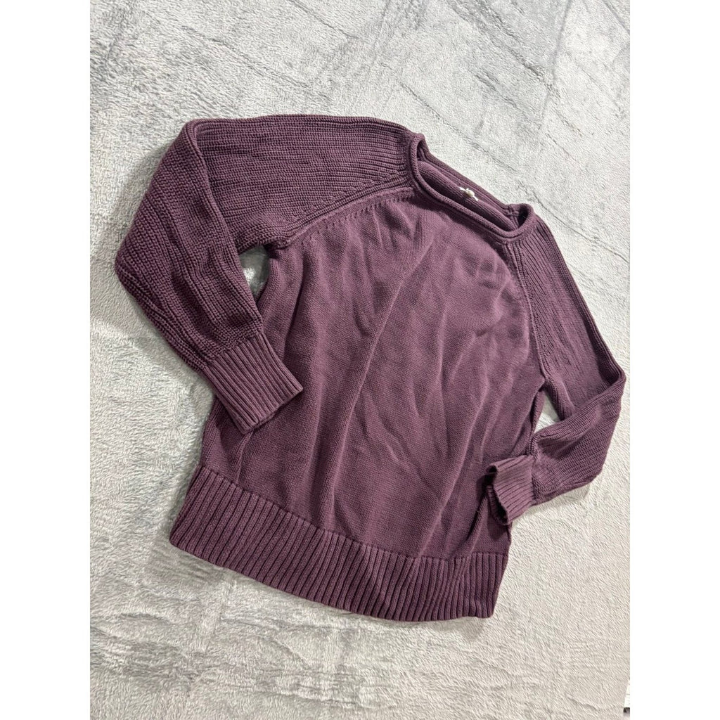 Aerie Womens S Purple Raglan Knit Sweater Casual Cozy Cotton Pullover