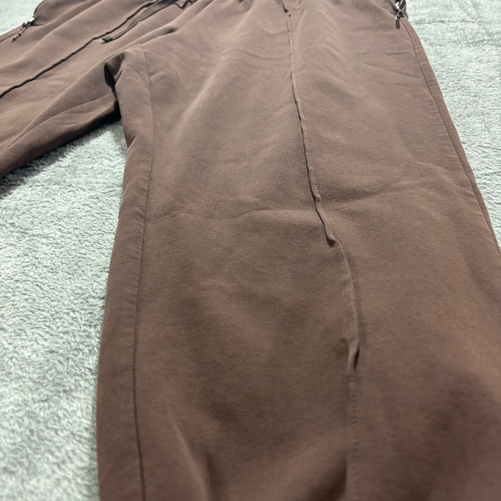Womens XL Brown Jogger Sweatpants Relaxed Crop Drawstring Athleisure Lounge