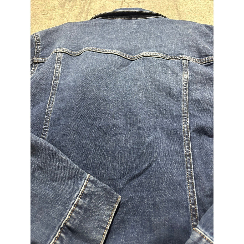 Liz Claiborne Womens XL Blue Denim Trucker Jacket Stretch Medium Wash Button Up