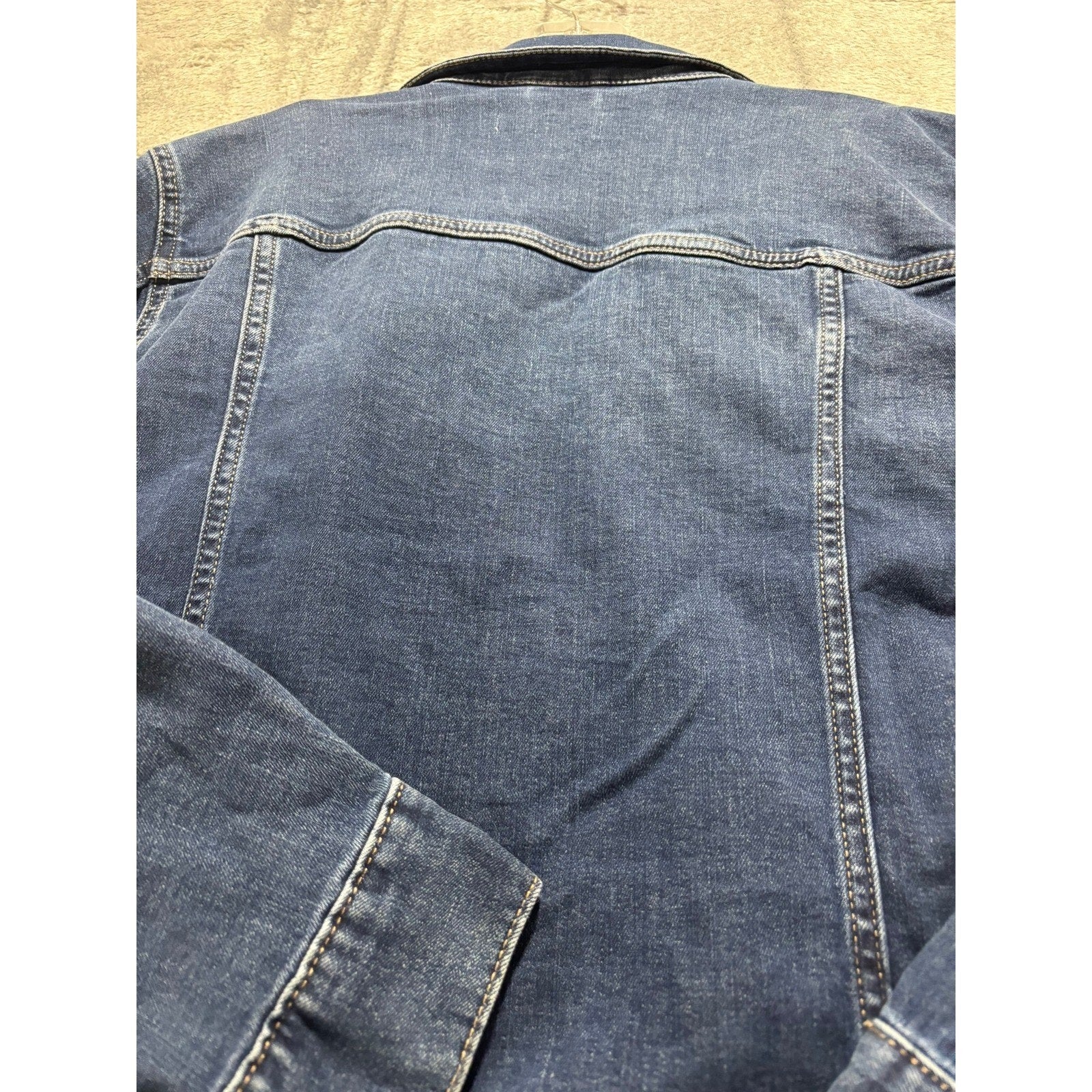 Liz Claiborne Womens XL Blue Denim Trucker Jacket Stretch Medium Wash Button Up
