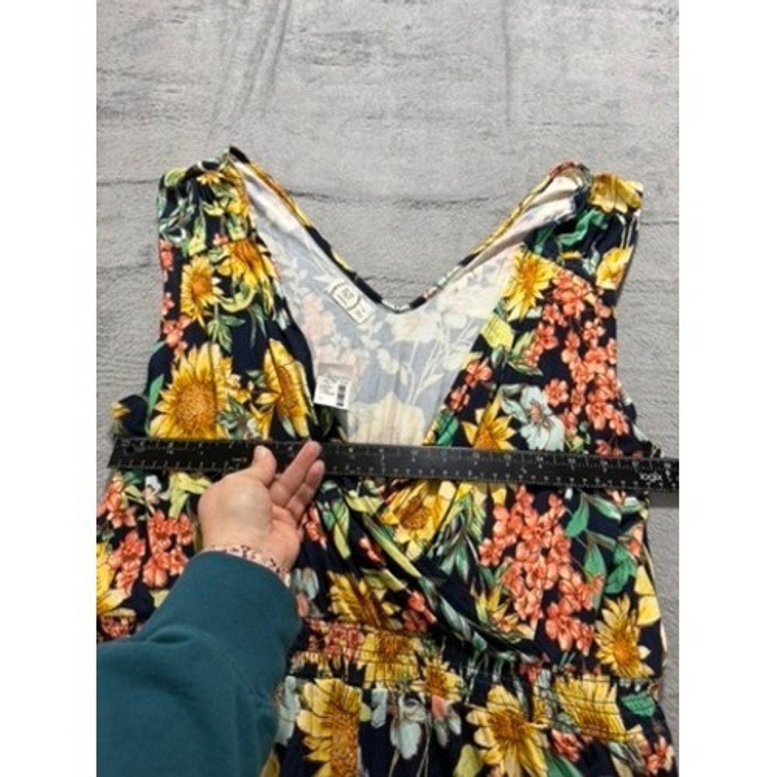 Maurices 24/7 Sunflower Floral Romper Sleeveless Smocked Waist Plus 1X NWT Boho