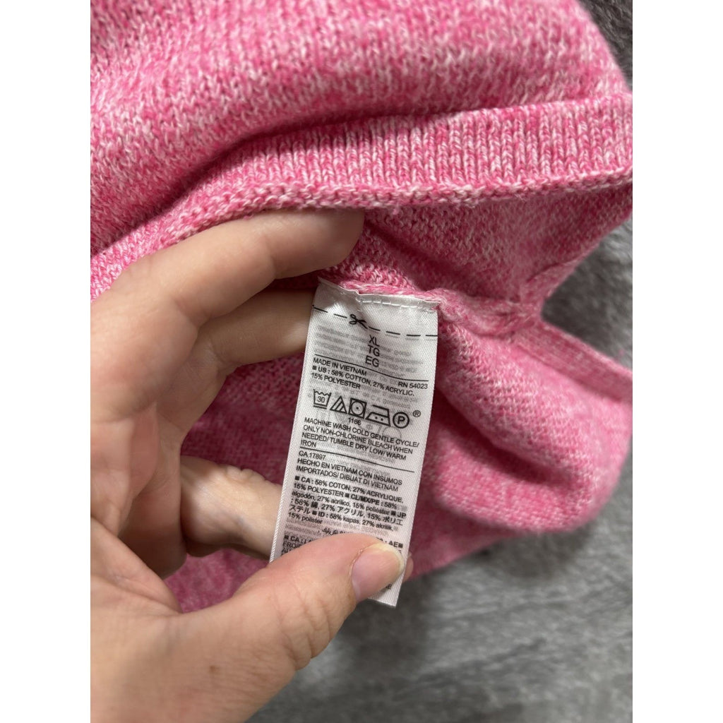 Old Navy Womens XL Pink V-Neck Sweater Casual Boho Knit Pullover Top