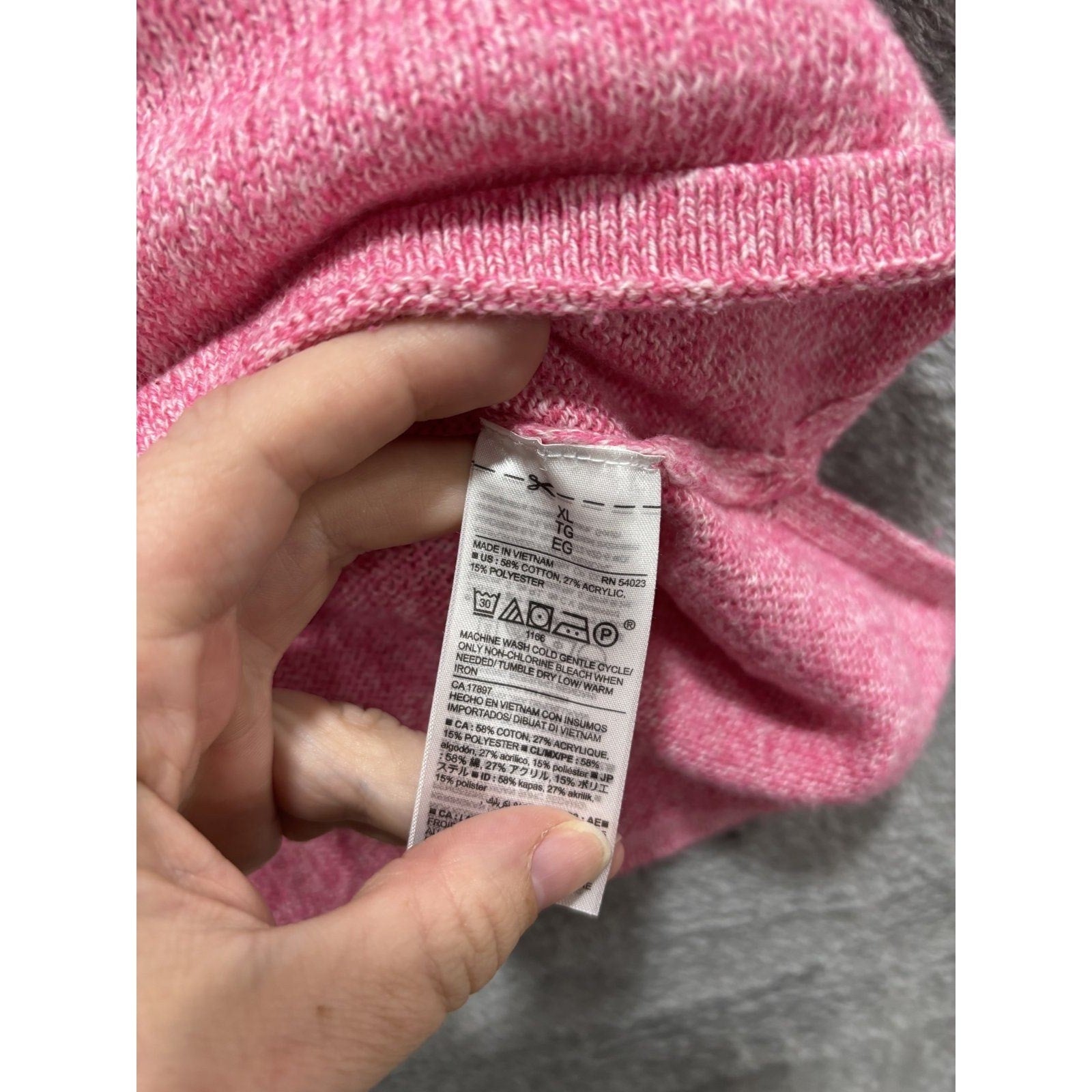 Old Navy Womens XL Pink V-Neck Sweater Casual Boho Knit Pullover Top