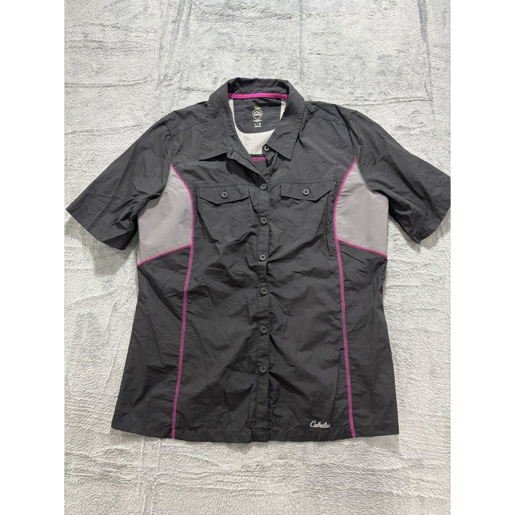 Cabelas Womens L Black XPG Cool Phase Fishing Shirt Short Sleeve Athleisure GOOD