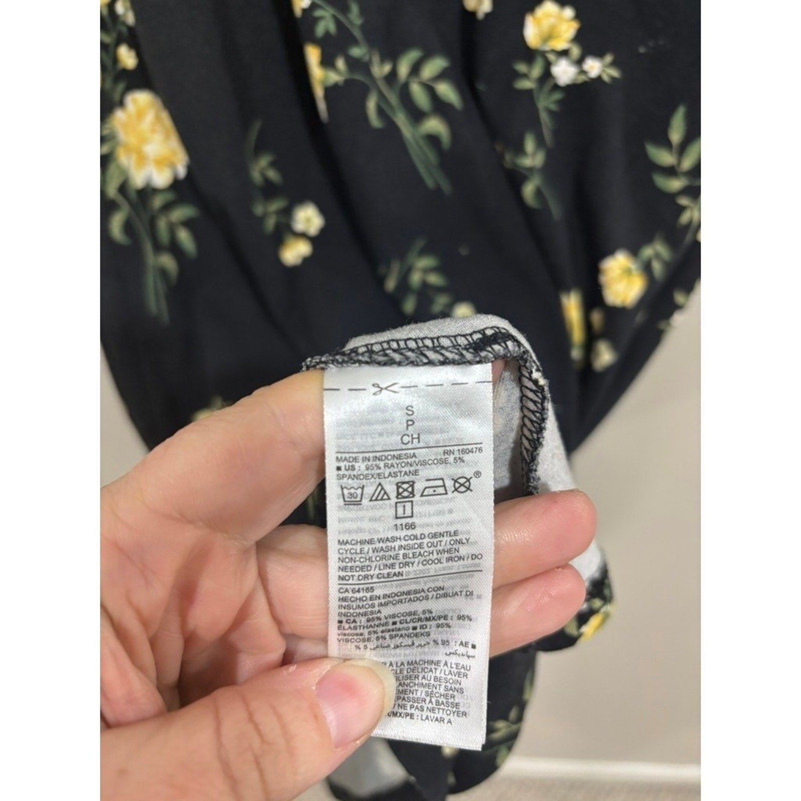 Old Navy Black Yellow Floral Swing Dress Long Sleeve Small Cottagecore Casual