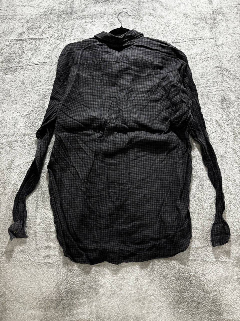 Barneys New York Mens XL Black Gray Check Long Sleeve Button Up Shirt