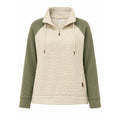 Maurices Womens Quilted Quarter Zip Pullover Sage Green Striped Size L Pocket