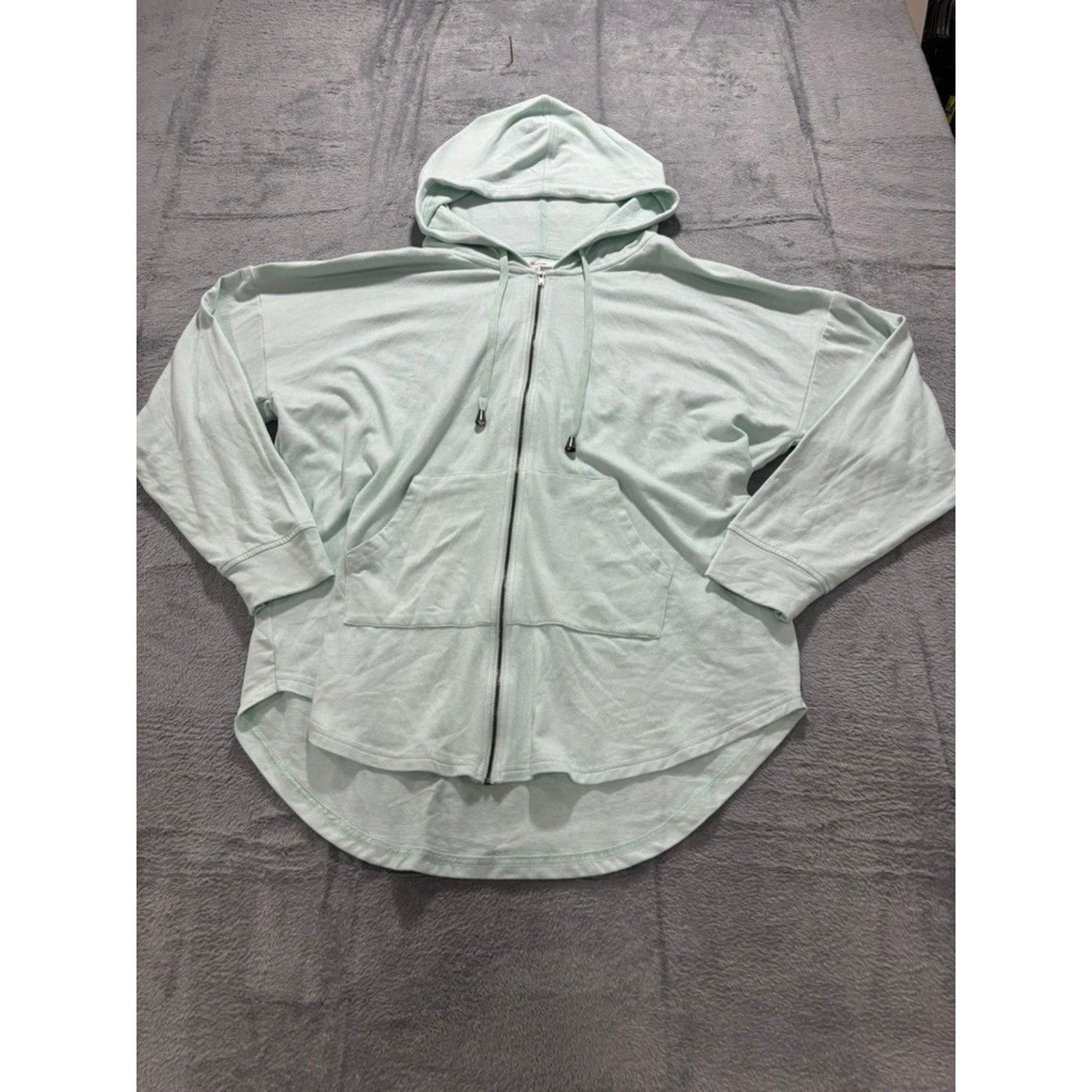 Maurices Women XXL Mint Green Full Zip Hoodie Relax Fit High Low Hem Sweatshirt
