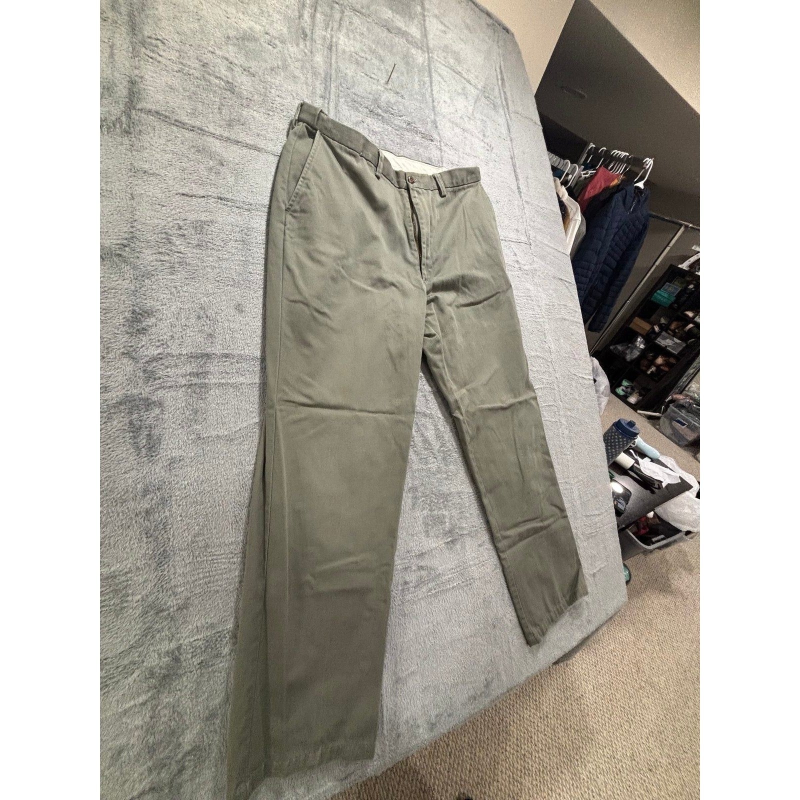 Haggar Black Label 36x32 Olive Green Chino Pants Mens Casual Preppy Vintage