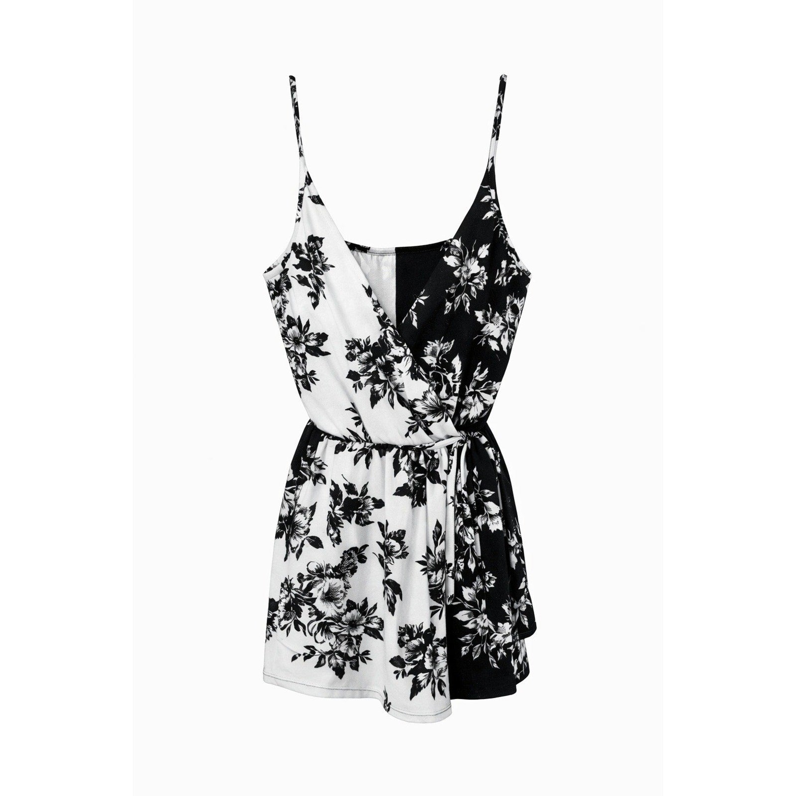 Kimchi Blue Black White Floral Sleeveless Romper Womens Medium Summer y2k chic