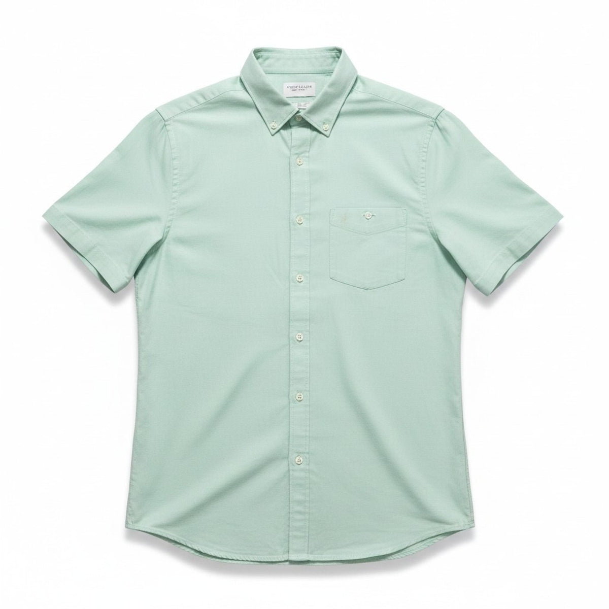 Denim & Flower L Mint Green Short Sleeve Button Down Shirt Casual Preppy Mens