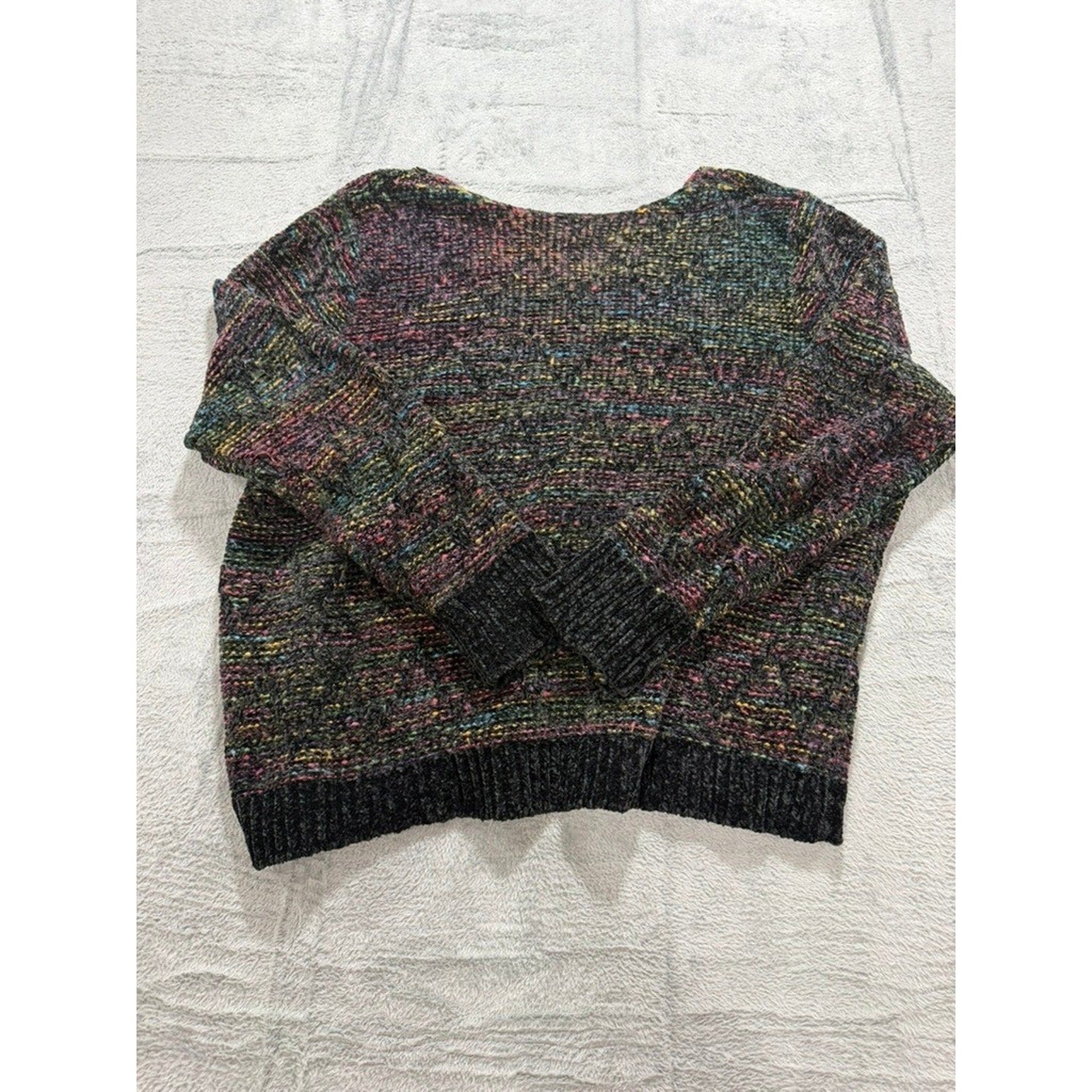 Jillian Nicole Woman Sweater 1X Multicolor Chunky Knit V Neck Cozy Plus