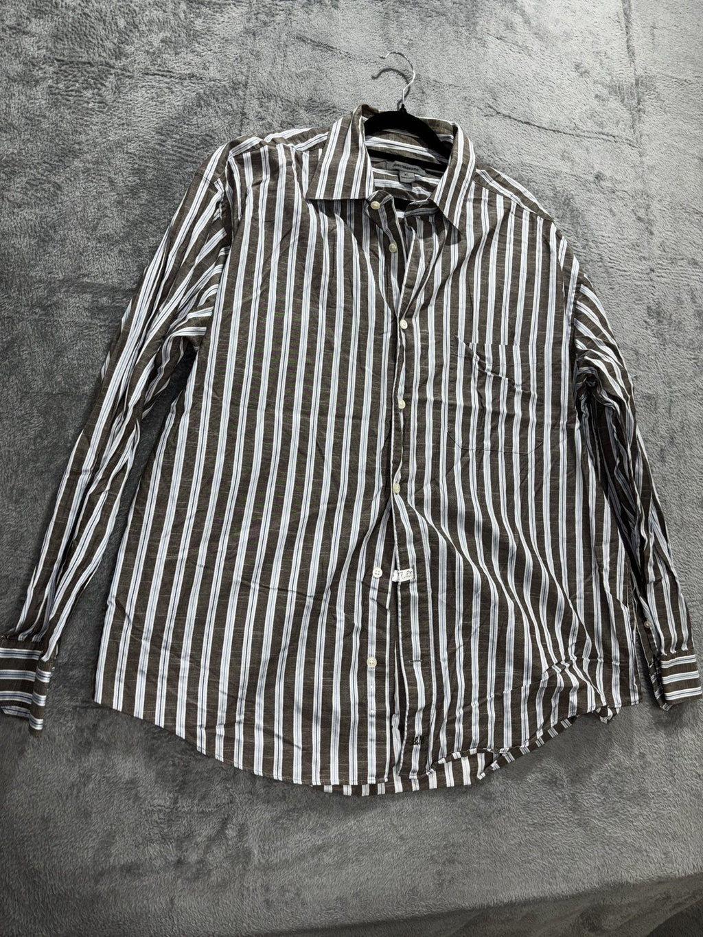Johnston & Murphy Men's Brown Blue Stripe Shirt XL, photo 3 of 9