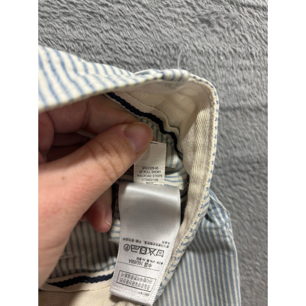 Gap Chino Shorts Womens Size 2 Blue White Stripe Rolled Hem Preppy Casual