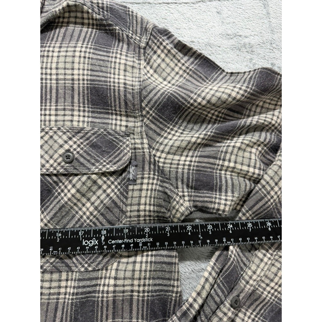 Woolrich Mens Grey Plaid Flannel Button Down Shirt Medium Long Sleeve Cotton